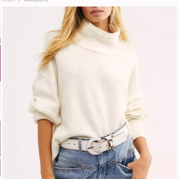 Free People Afterglow Mock Neck Sweater Cream Size M - Picture 2 of 13